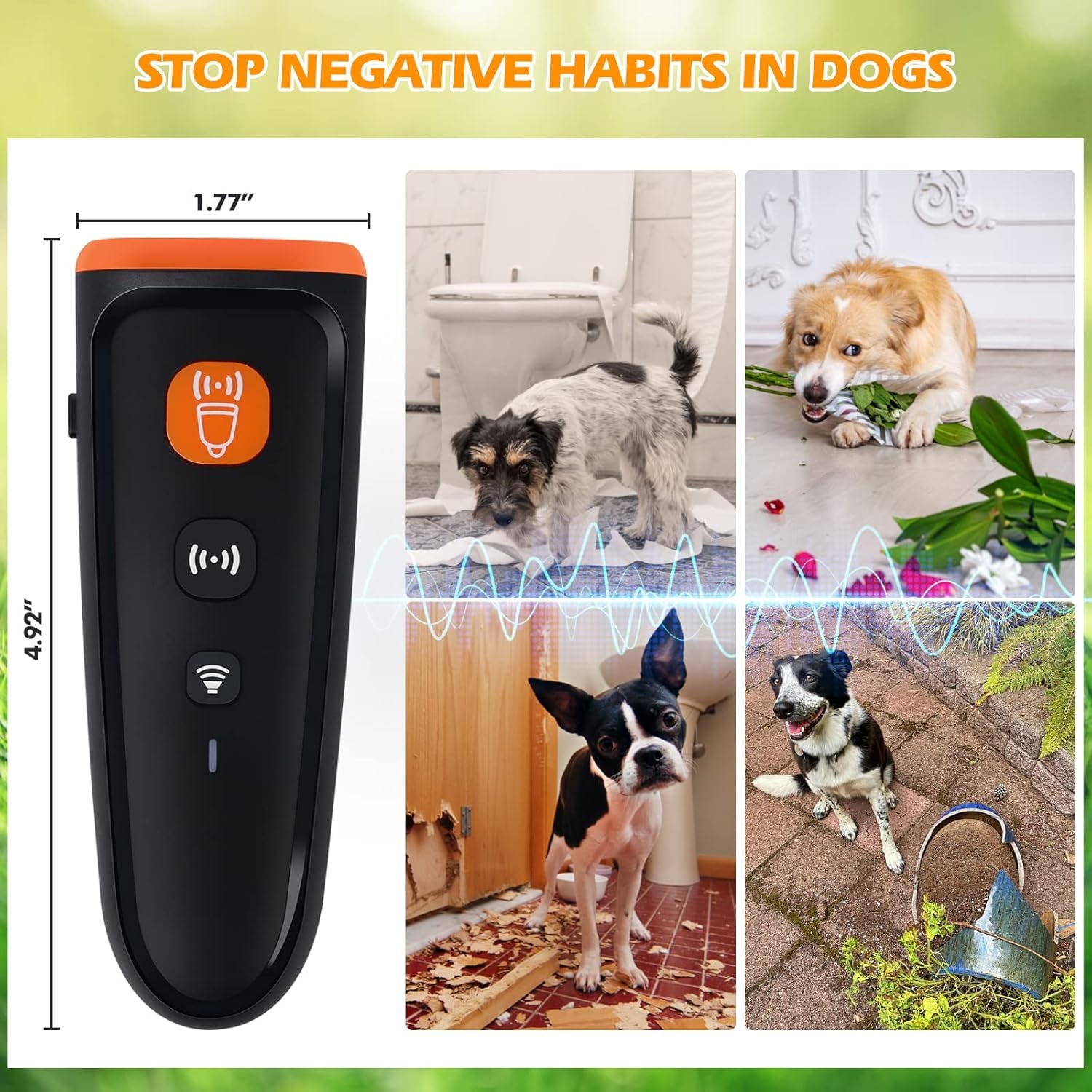 Anti Barking Device Ultrasonic Dog Bark Deterrent LED Flash+Sound Wave Drive Dog Barking Deterrent Dog Barking Control Devices Ultrasonic Bark Control Training &Behavior Aids for Dogs
